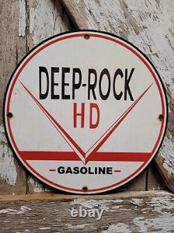 Vintage Deep Rock Hd Porcelain Sign Automobile Gasoline Station Service Pump 12