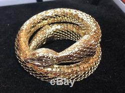 Vintage Designer Signed Whiting & Davis Mesh Gold Snake Bracelet