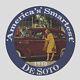 Vintage Desoto 1910 Oil Porcelain Gas Pump Sign