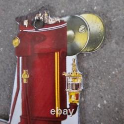 Vintage Die Cut Gas Or Ihc Old Us Gasoline Oil Gas Pump Enamel Porcelain Sign