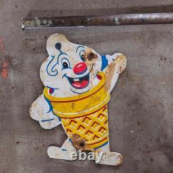 Vintage Die Cut Ice Cream Old Us Gasoline Oil Gas Pump Enamel Porcelain Sign
