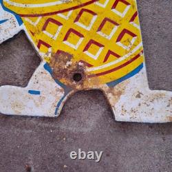 Vintage Die Cut Ice Cream Old Us Gasoline Oil Gas Pump Enamel Porcelain Sign