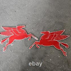 Vintage Die Cut Pegasus Old Us Gasoline Oil Gas Pump Enamel Porcelain Sign