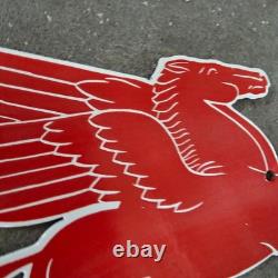 Vintage Die Cut Pegasus Old Us Gasoline Oil Gas Pump Enamel Porcelain Sign