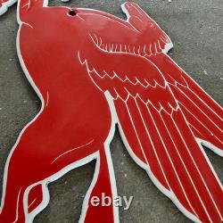 Vintage Die Cut Pegasus Old Us Gasoline Oil Gas Pump Enamel Porcelain Sign
