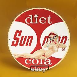 Vintage Diet Cola Gasoline Porcelain Gas Service Station Auto Pump Plate Sign