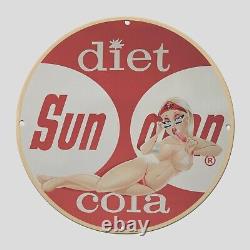 Vintage Diet Sun Cola 1960 Oil Porcelain Gas Pump Sign