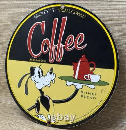 Vintage Disney Coffee Porcelain Sign Gas Station Oil Tea Mug Starbucks Goofy