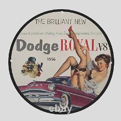 Vintage Dodge Royal 1956 Oil Porcelain Gas Pump Sign