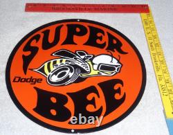 Vintage Dodge Super Bee Sports Car 11 3/4 Porcelain Metal Gasoline & Oil Sign