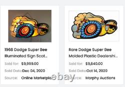 Vintage Dodge Super Bee Sports Car 11 3/4 Porcelain Metal Gasoline & Oil Sign