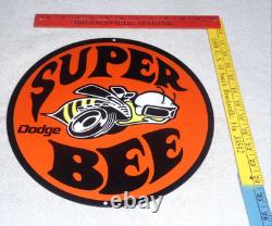 Vintage Dodge Super Bee Sports Car 11 3/4 Porcelain Metal Gasoline & Oil Sign