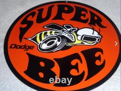 Vintage Dodge Super Bee Sports Car 11 3/4 Porcelain Metal Gasoline & Oil Sign