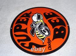 Vintage Dodge Super Bee Sports Car 11 3/4 Porcelain Metal Gasoline & Oil Sign