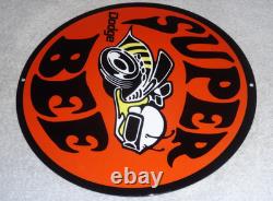 Vintage Dodge Super Bee Sports Car 11 3/4 Porcelain Metal Gasoline & Oil Sign