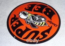 Vintage Dodge Super Bee Sports Car 11 3/4 Porcelain Metal Gasoline & Oil Sign