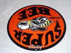 Vintage Dodge Super Bee Sports Car 11 3/4 Porcelain Metal Gasoline & Oil Sign