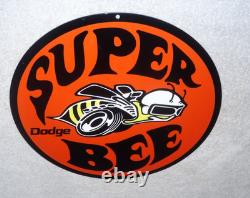 Vintage Dodge Super Bee Sports Car 11 3/4 Porcelain Metal Gasoline & Oil Sign