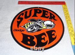 Vintage Dodge Super Bee Sports Car 11 3/4 Porcelain Metal Gasoline & Oil Sign