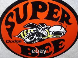 Vintage Dodge Super Bee Sports Car 11 3/4 Porcelain Metal Gasoline & Oil Sign