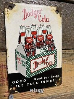 Vintage Dodger Cola Porcelain Sign Gas & Oil Soda Beverage Palm Push Restaurant