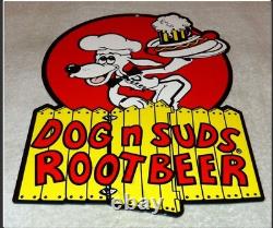 Vintage Dog N Suds Root Beer 12 Baked Metal Soda Diner Restaurant Gas Oil Sign