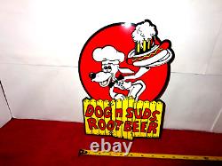 Vintage Dog N Suds Root Beer 12 Baked Metal Soda Diner Restaurant Gas Oil Sign