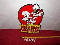 Vintage Dog N Suds Root Beer 12 Baked Metal Soda Diner Restaurant Gas Oil Sign