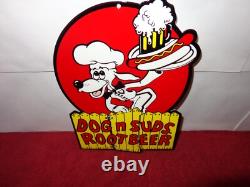 Vintage Dog N Suds Root Beer 12 Baked Metal Soda Diner Restaurant Gas Oil Sign