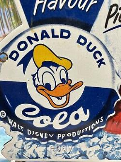 Vintage Donald Duck Cola Soda Porcelain Sign Gas Pump Station