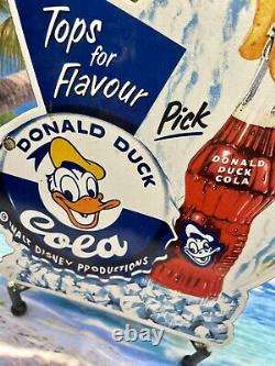 Vintage Donald Duck Cola Soda Porcelain Sign Gas Pump Station