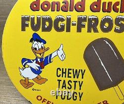 Vintage Donald Duck Porcelain Sign Fudgi-frost Disney Gas Station Ice Cream Oil