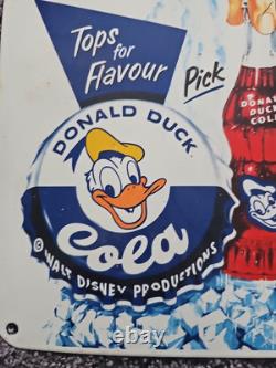 Vintage Donald Duck Soda Porcelain Sign Drink Gas Service Sign 10 X 10
