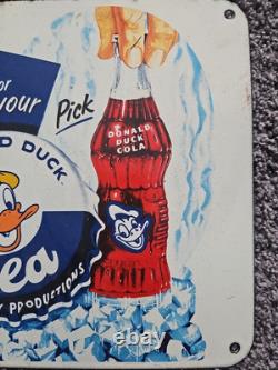 Vintage Donald Duck Soda Porcelain Sign Drink Gas Service Sign 10 X 10