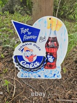 Vintage Donald Duck Soda Porcelain Sign Drink Gas Service Sign Coca-Cola