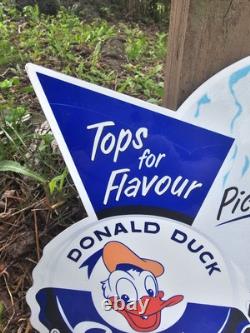 Vintage Donald Duck Soda Porcelain Sign Drink Gas Service Sign Coca-Cola