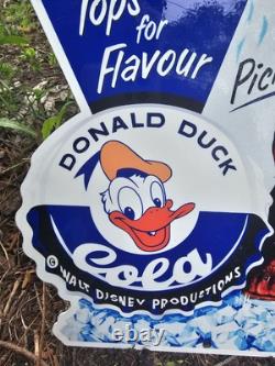 Vintage Donald Duck Soda Porcelain Sign Drink Gas Service Sign Coca-Cola