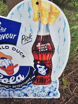 Vintage Donald Duck Soda Porcelain Sign Drink Gas Service Sign Coca-Cola