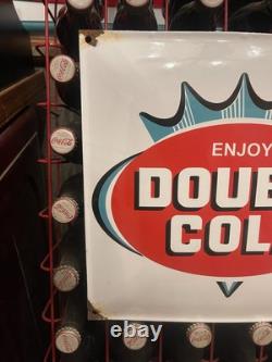 Vintage Double Cola Porcelain Sign Old Soda Beverage Advertising Food Gas Oil