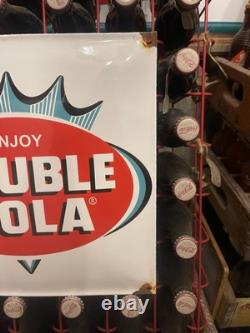 Vintage Double Cola Porcelain Sign Old Soda Beverage Advertising Food Gas Oil