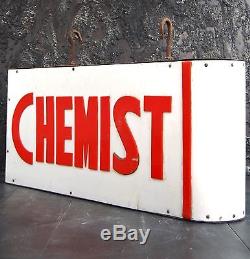 Vintage Double Sided Cast Iron Chemist Light Box Sign Decorative Advertising