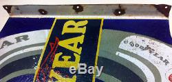 Vintage Double Sided GoodYear Tires 2 Inch Flange Non Gas Porcelain Enamel Sign