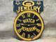Vintage Double Sided Porcelain Watch Repair Jewery Sign Antique Rare Heavy 9875