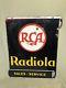 Vintage Double Sided Victor Porcelain Sign Steel Thick Radiola Rca Sales Service