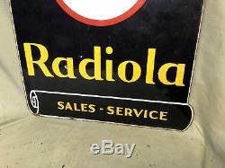 Vintage Double Sided Victor Porcelain Sign Steel Thick Radiola RCA Sales Service