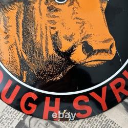 Vintage Dr. Bull's Cough Syrup 12 Inch Convex Porcelain Enamel Sign