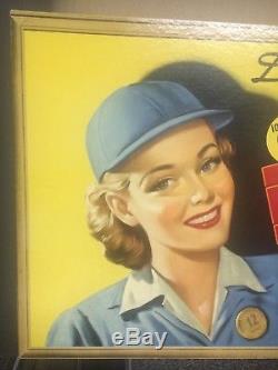 Vintage Dr Pepper Cardboard Sign Drink A Bite. On The Job Near Mint & Rare