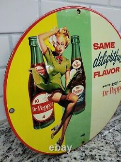 Vintage Dr Pepper Porcelain Sign Soda Beverage Soft Drink Cola Gas Station Oil
