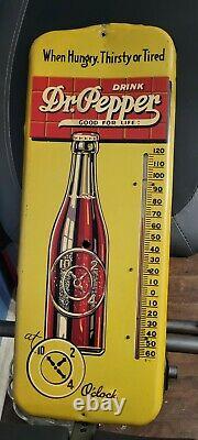 Vintage Dr Pepper Sign with Thermometer