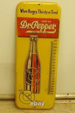 Vintage Dr Pepper Thermometer Sign When Hungry. Thirsty Or Tired 10 2 4